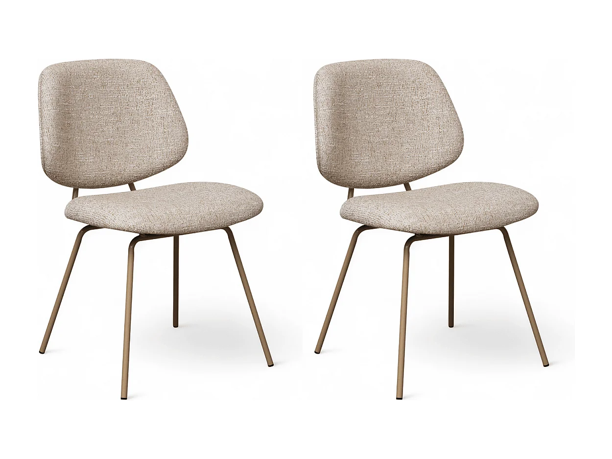 Esszimmerstühle 2er Set Sofia - Stoff (Bouclé) & Metall - Beige