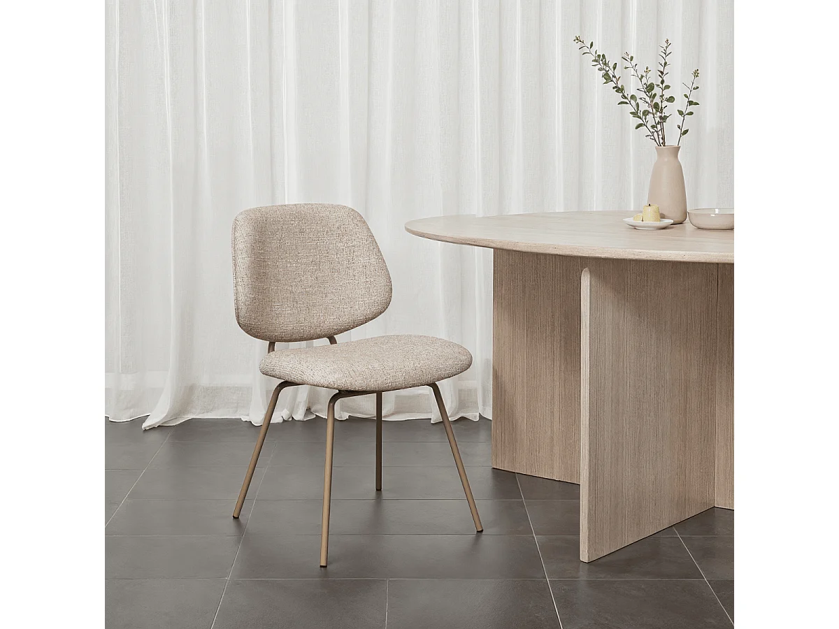 Esszimmerstühle 2er Set Sofia - Stoff (Bouclé) & Metall - Beige