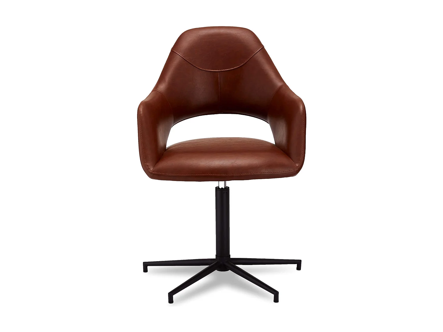 Esszimmerstühle 6er Set Luna - Kunstleder & Metall - Cognacbraun