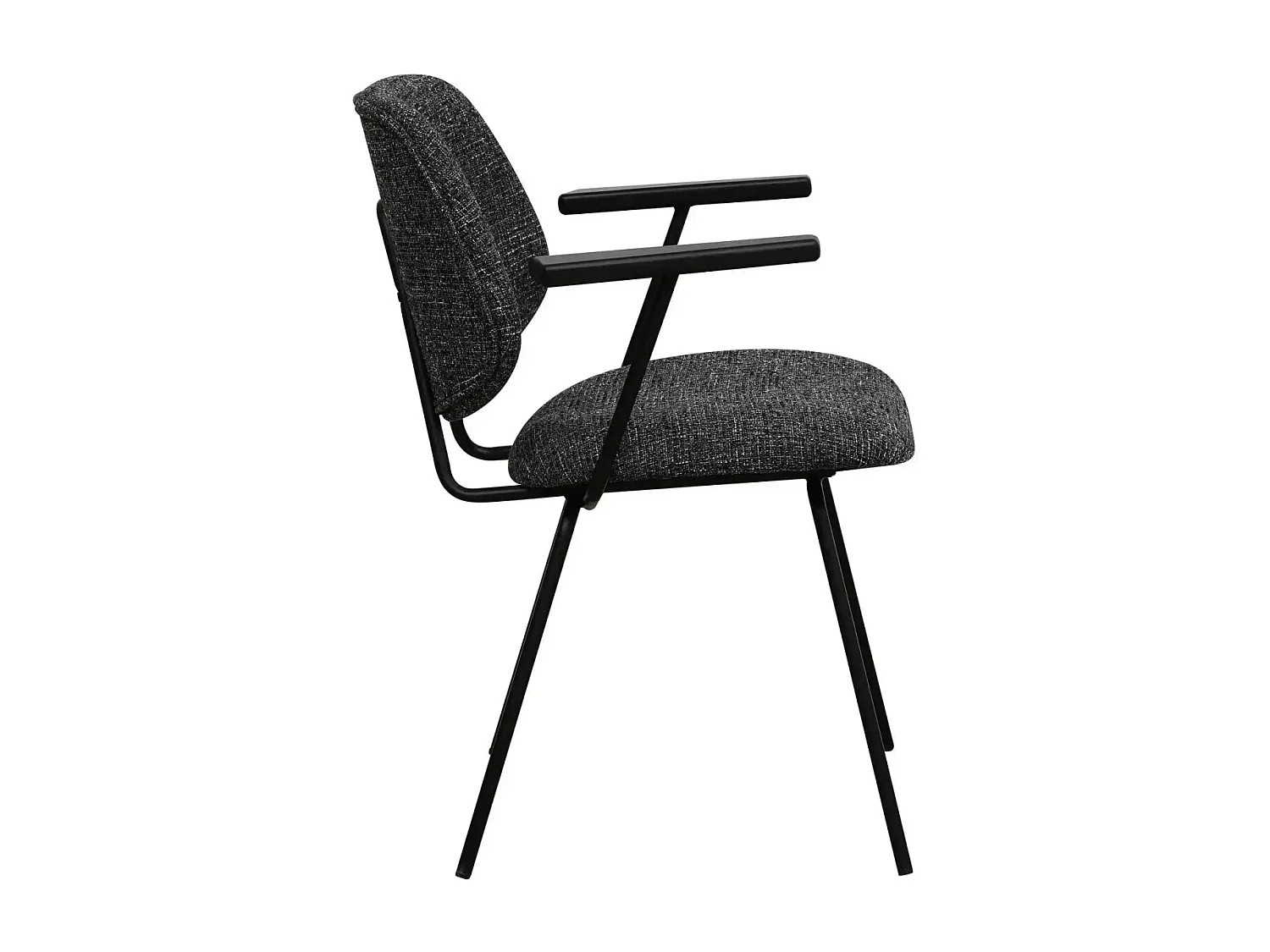 Esszimmerstühle 6er Set Sofia - Stoff (Bouclé) & Metall - Schwarz