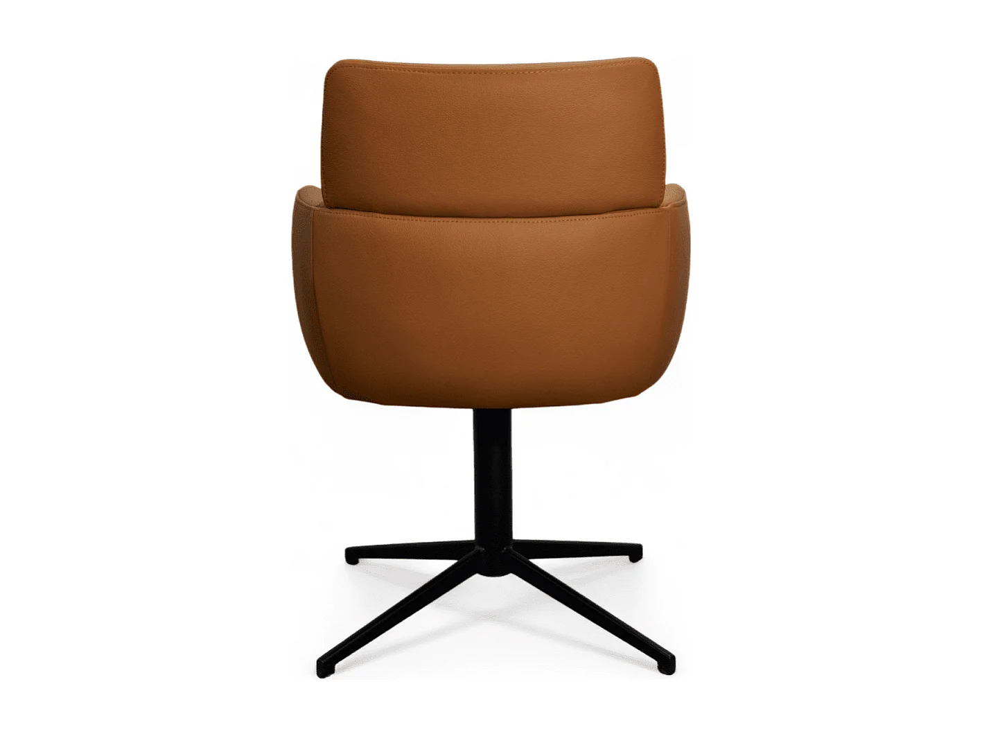 Esszimmerstühle 4er Set Marco - Leder & Metall - Cognacbraun