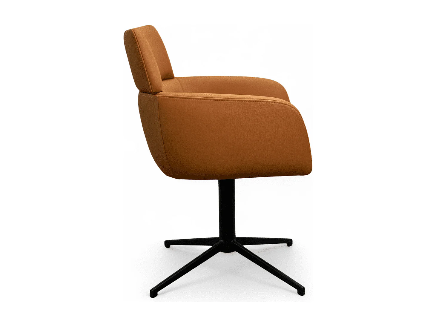 Esszimmerstühle 4er Set Marco - Leder & Metall - Cognacbraun