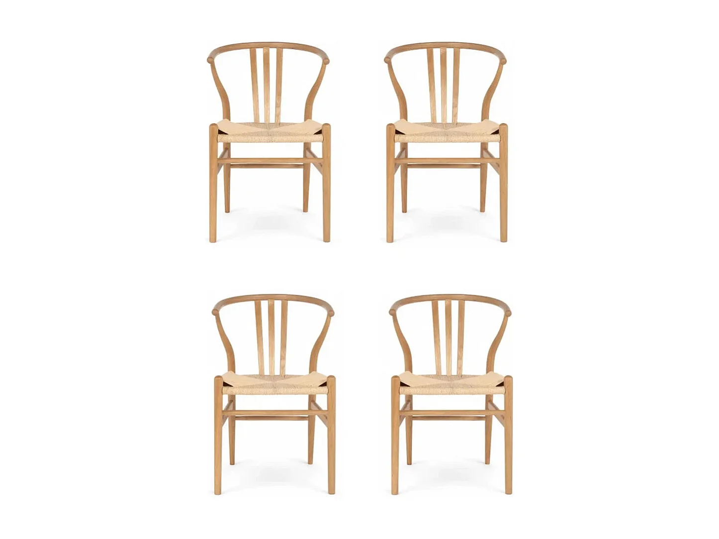 Esszimmerstühle 4er Set Nicoline - Papiergarn & Massives Eichenholz - Wildeiche