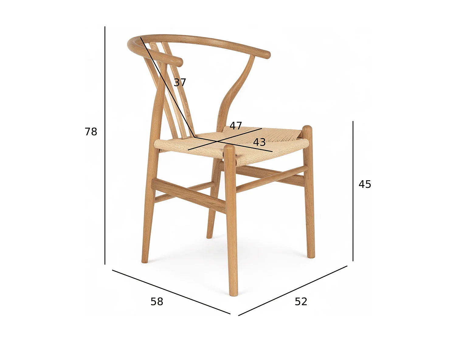Esszimmerstühle 4er Set Nicoline - Papiergarn & Massives Eichenholz - Wildeiche