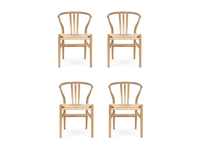 Esszimmerstühle 4er Set Nicoline - Papiergarn & Massives Eichenholz - Wildeiche