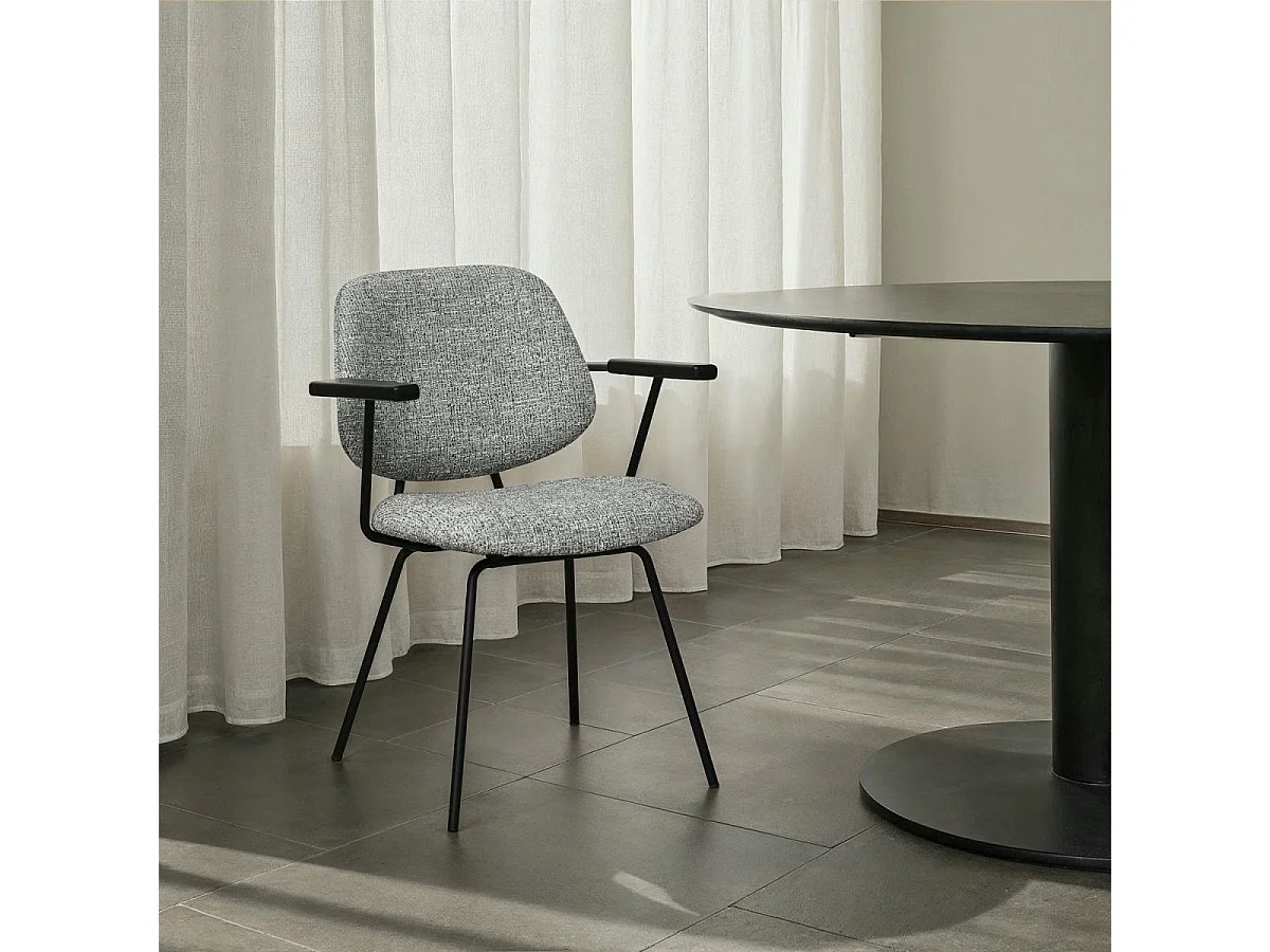 Esszimmerstühle 4er Set Sofia - Stoff (Bouclé) & Metall - Grau