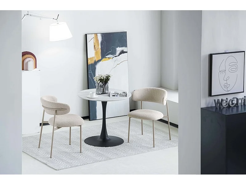 Esszimmerstühle 4er Set Diana - Stoff (Bouclé) & Metall - Beige