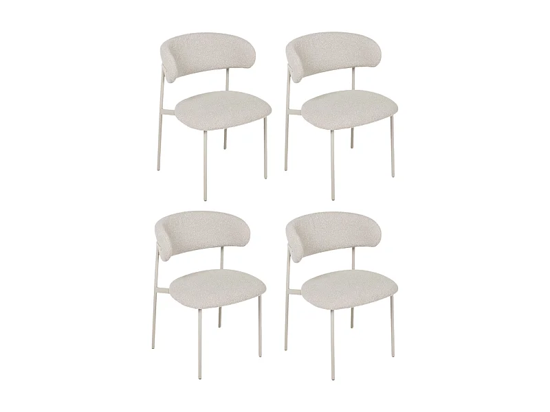 Esszimmerstühle 4er Set Diana - Stoff (Bouclé) & Metall - Beige