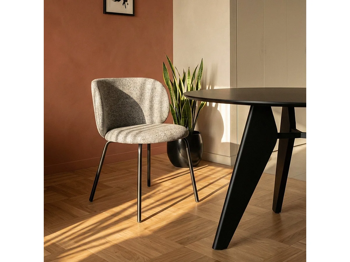 Esszimmerstühle 4er Set Nanna - Stoff (Bouclé) & Metall - Grau