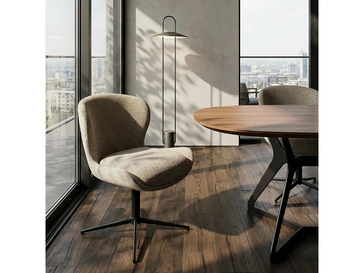 Esszimmerstühle 2er Set Nicklas - Stoff (Bouclé) & Metall - Beige