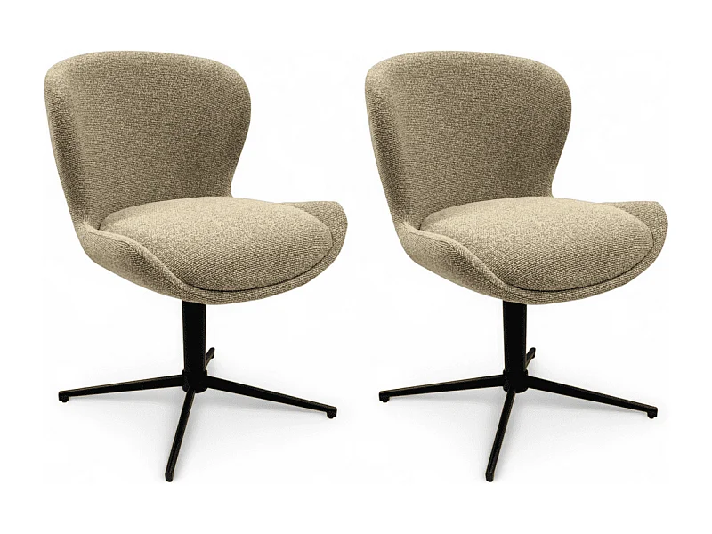 Esszimmerstühle 2er Set Nicklas - Stoff (Bouclé) & Metall - Beige