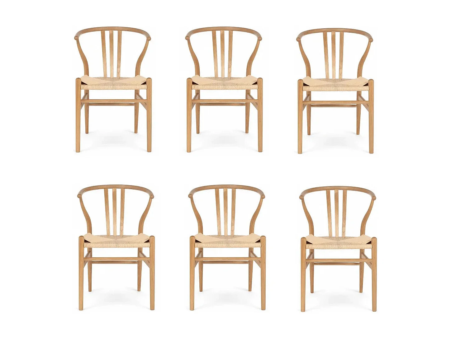 Esszimmerstühle 6er Set Nicoline - Papiergarn & Massives Eichenholz - Wildeiche