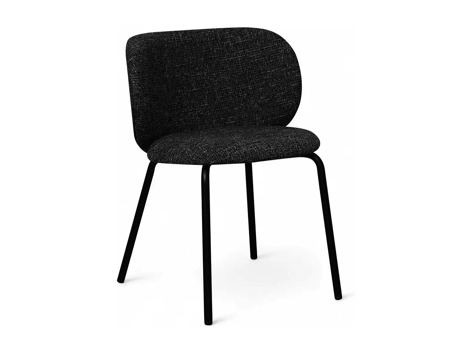 Esszimmerstühle 6er Set Nanna - Stoff (Bouclé) & Metall - Schwarz