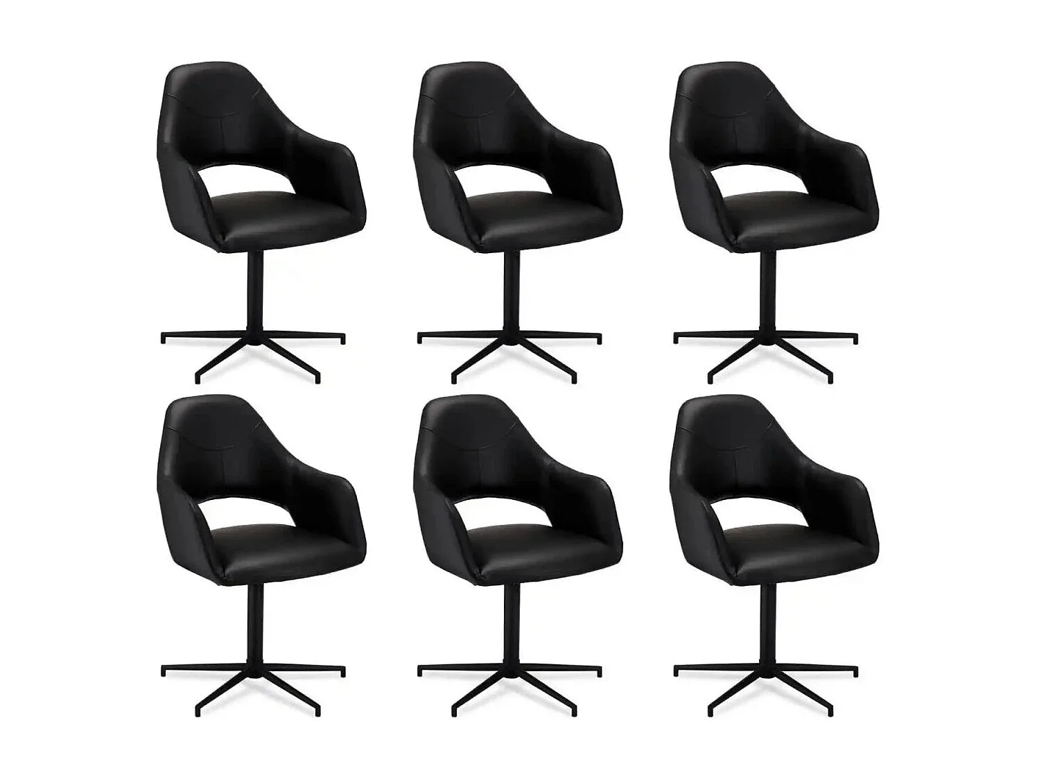 Esszimmerstühle 6er Set Luna - Kunstleder & Metall - Schwarz