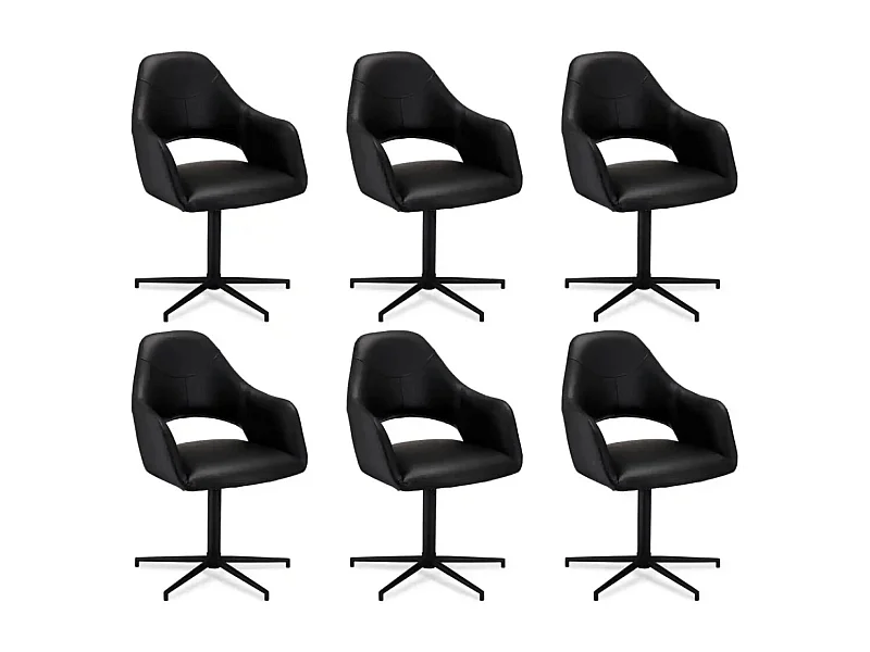 Esszimmerstühle 6er Set Luna - Kunstleder & Metall - Schwarz
