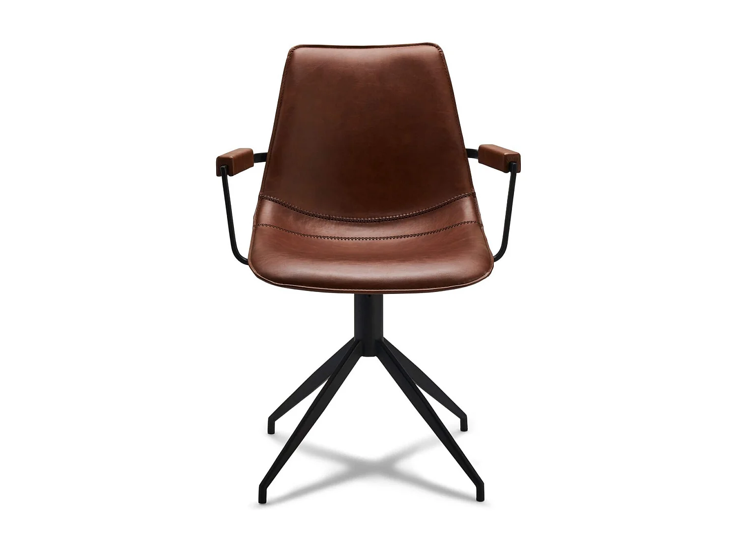 Esszimmerstühle 4er Set Isabel - Kunstleder & Metall - Cognacbraun