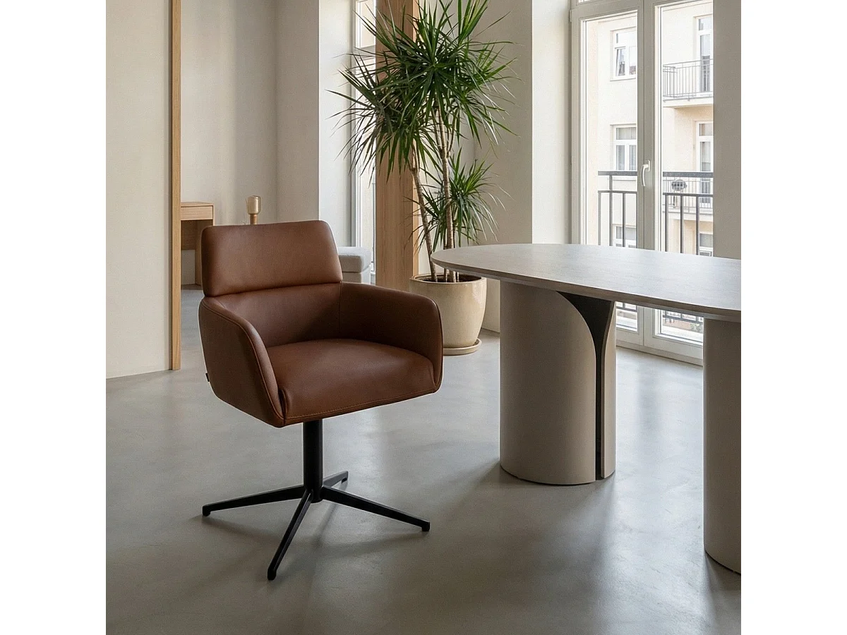 Esszimmerstühle 4er Set Marco - Leder & Metall - Dunkelbraun