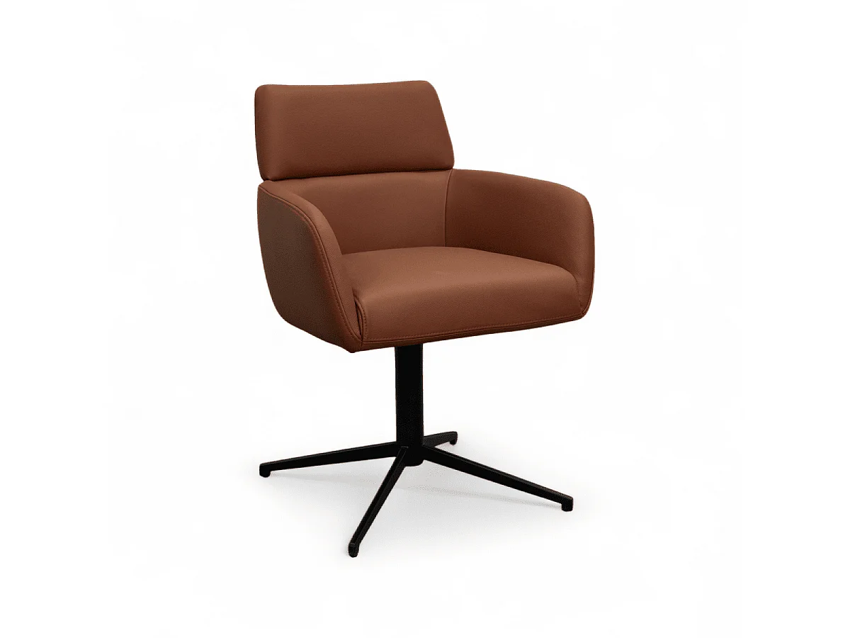 Esszimmerstühle 4er Set Marco - Leder & Metall - Dunkelbraun