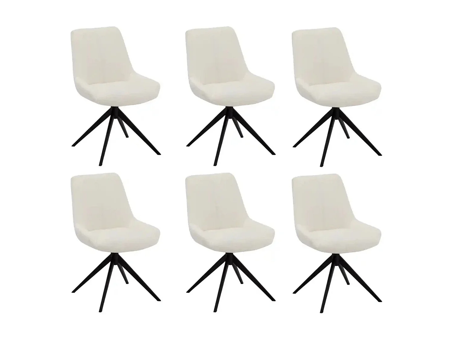 Esszimmerstühle 6er Set Helena - Stoff (Bouclé) & Metall - Cremeweiß