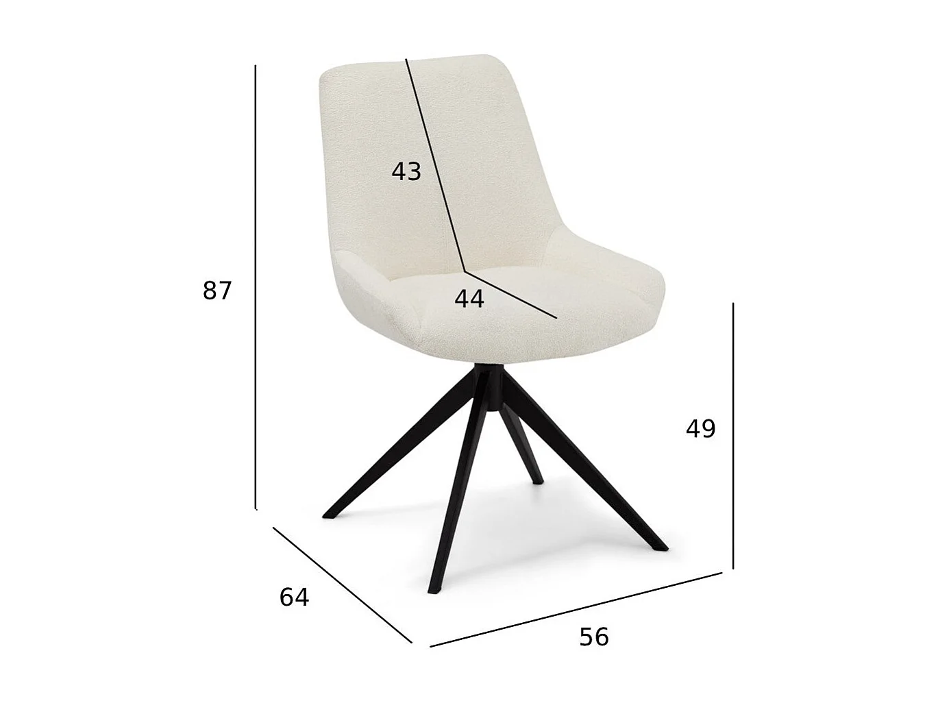 Esszimmerstühle 6er Set Helena - Stoff (Bouclé) & Metall - Cremeweiß
