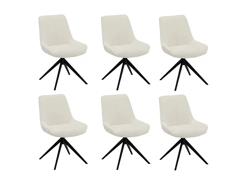 Esszimmerstühle 6er Set Helena - Stoff (Bouclé) & Metall - Cremeweiß