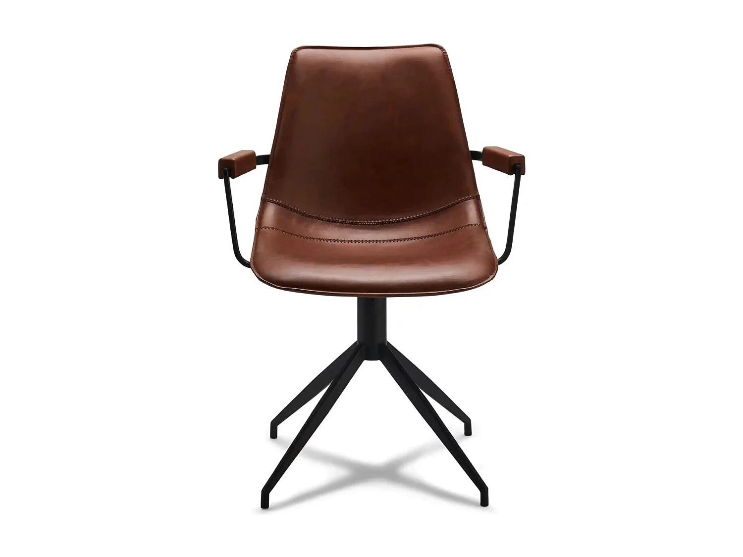 Esszimmerstühle 6er Set Isabel - Kunstleder & Metall - Cognacbraun