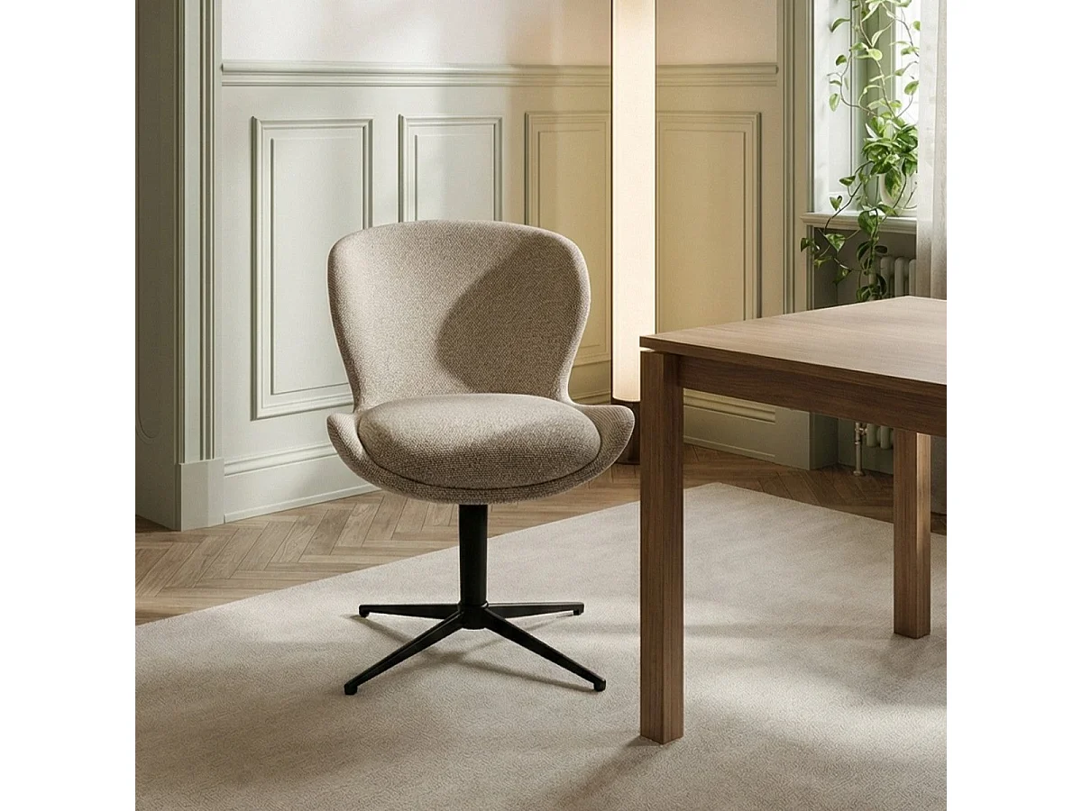 Esszimmerstühle 4er Set Nicklas - Stoff (Bouclé) & Metall - Beige