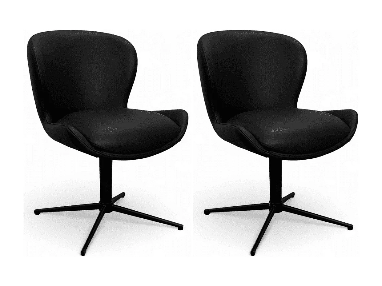 Esszimmerstühle 2er Set Nicklas - Leder & Metall - Schwarz