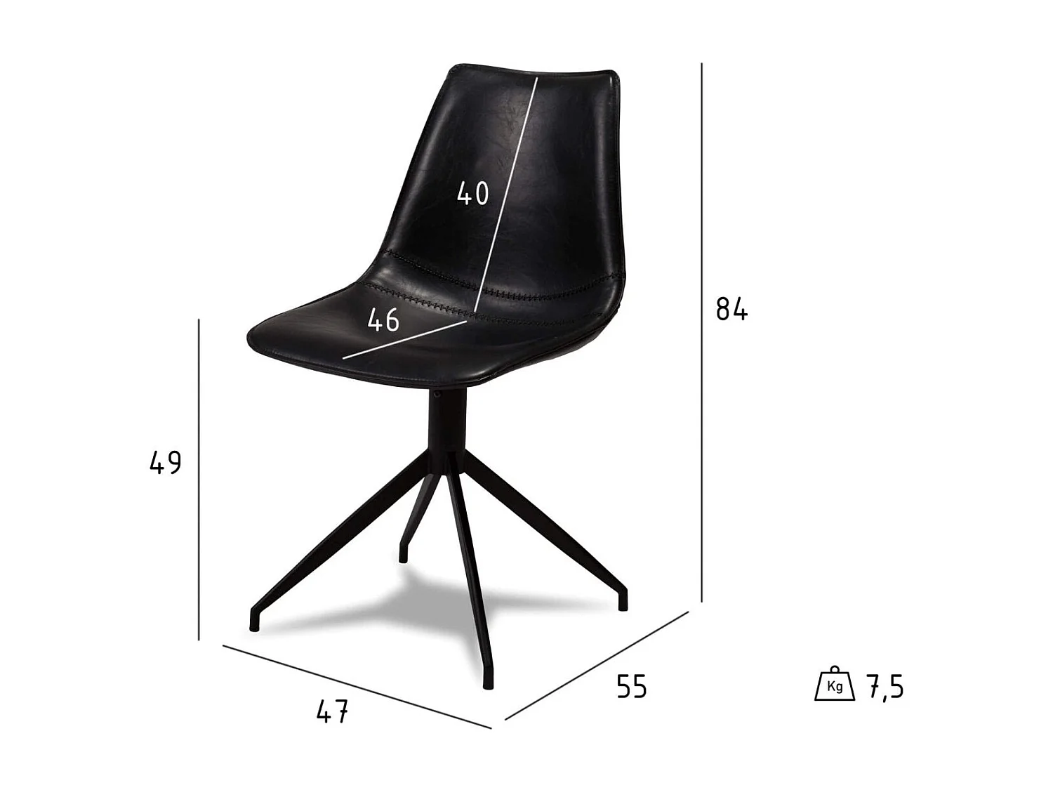 Esszimmerstühle 6er Set Isabel - Kunstleder & Metall - Schwarz