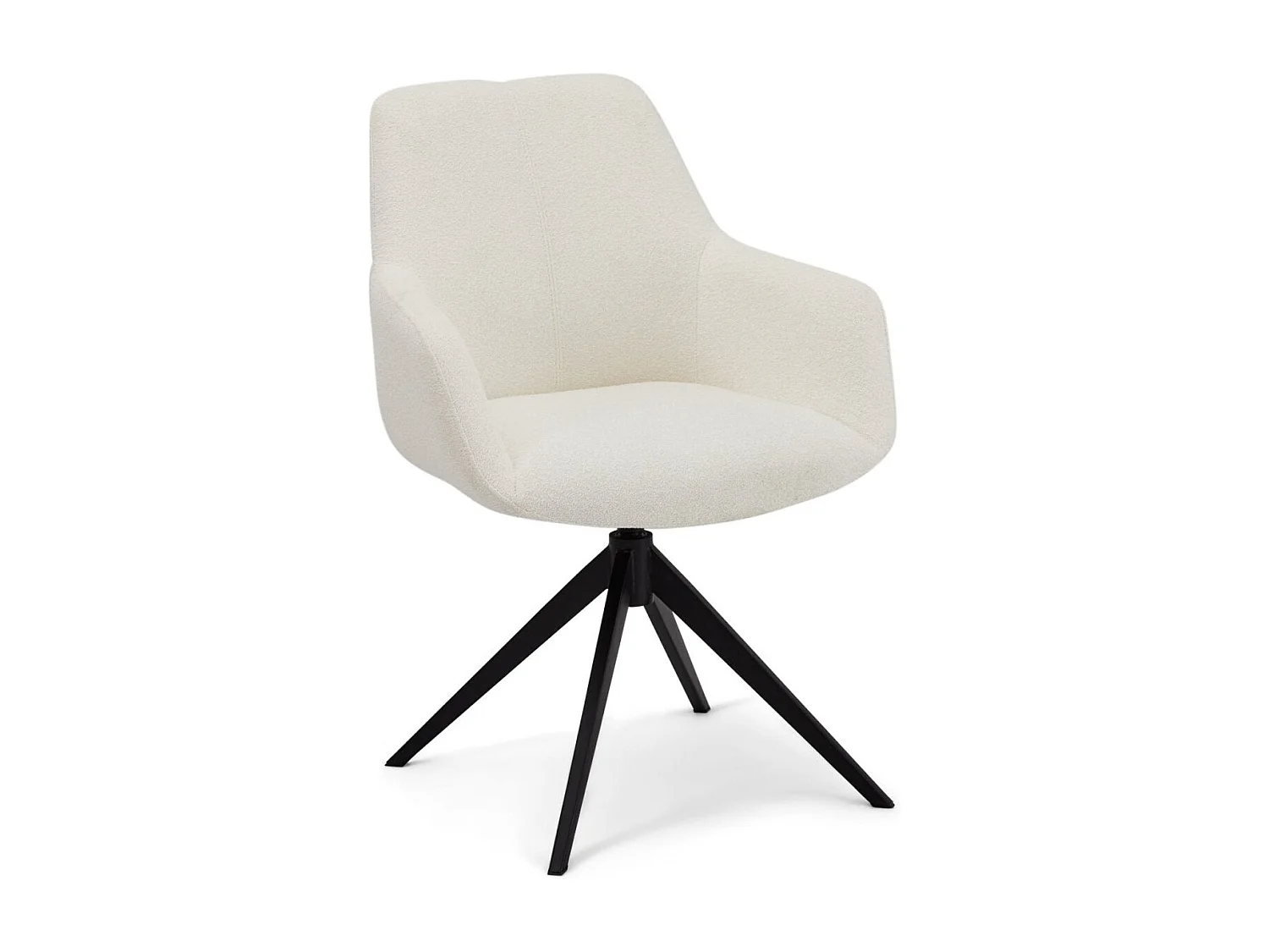 Esszimmerstühle 4er Set Helena - Stoff (Bouclé) & Metall - Cremeweiß