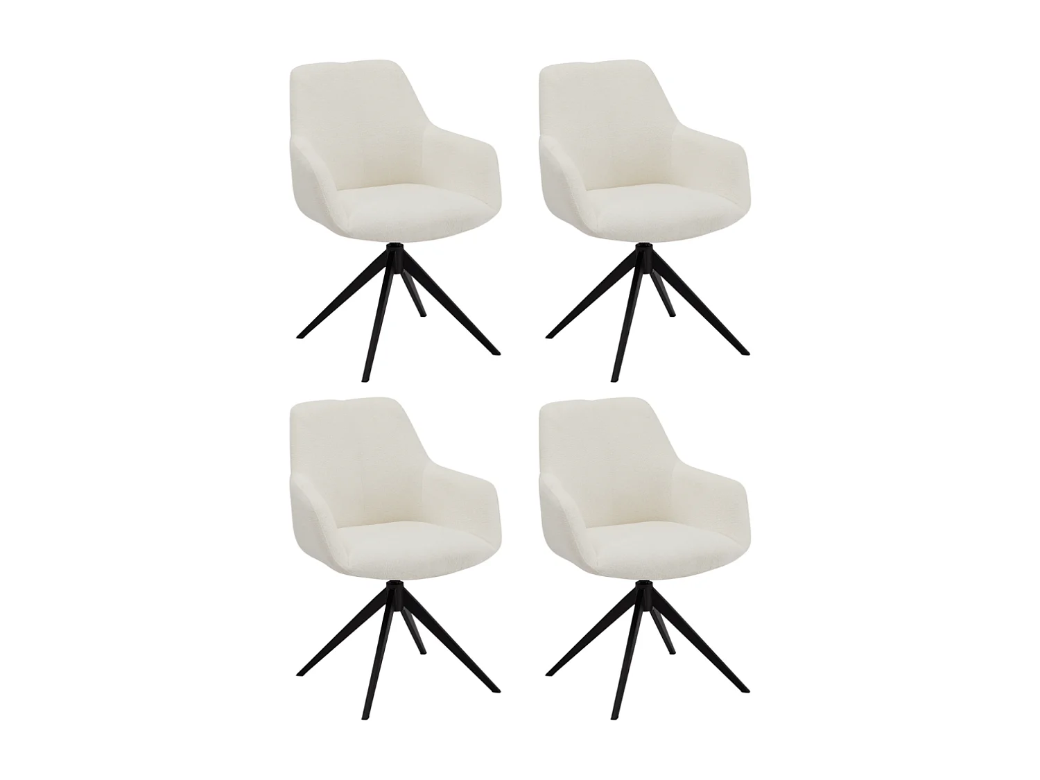 Esszimmerstühle 4er Set Helena - Stoff (Bouclé) & Metall - Cremeweiß