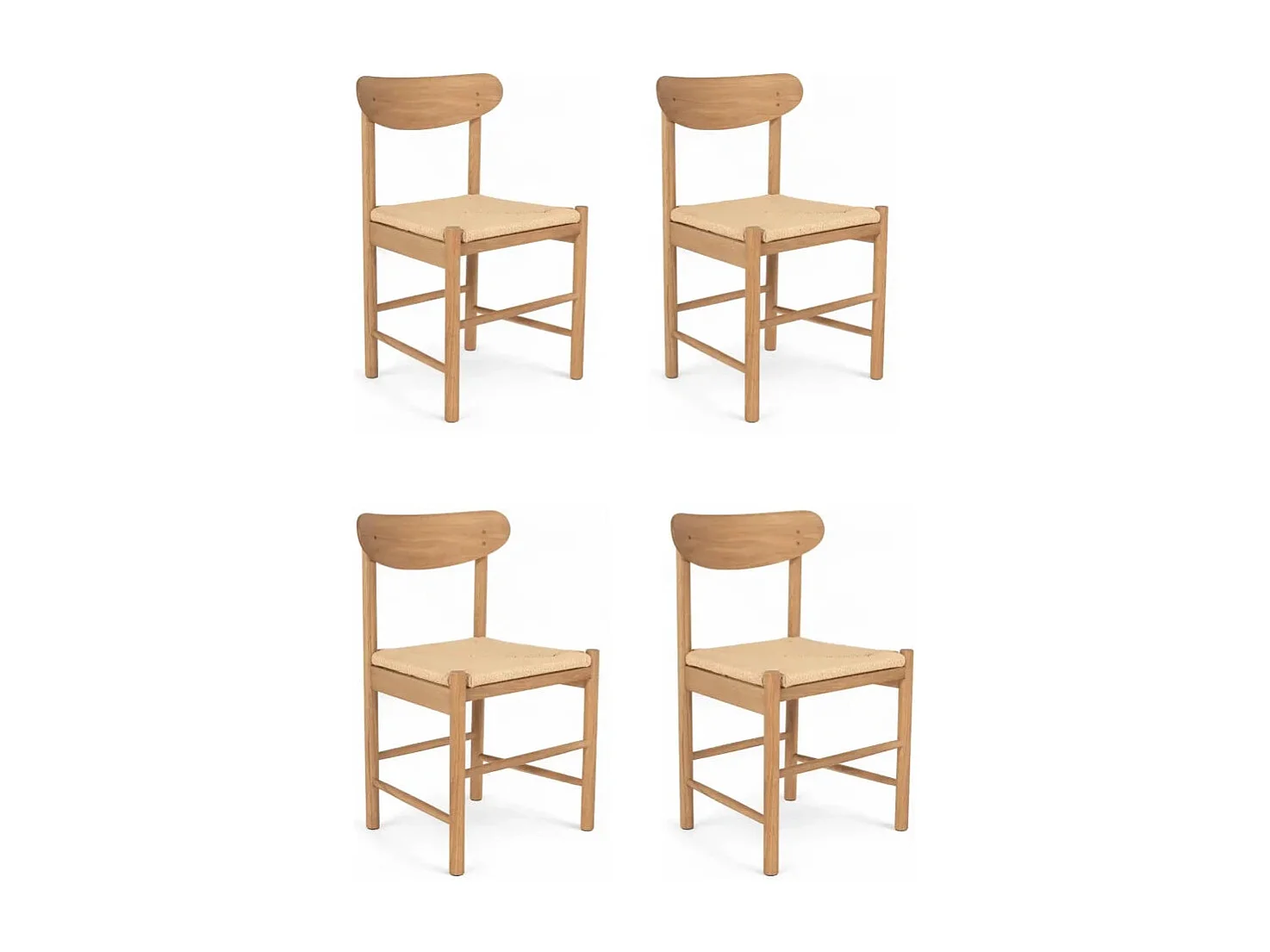 Esszimmerstühle 4er Set Malou - Papiergarn & Massives Eichenholz - Wildeiche
