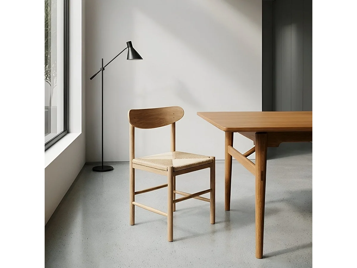 Esszimmerstühle 4er Set Malou - Papiergarn & Massives Eichenholz - Wildeiche