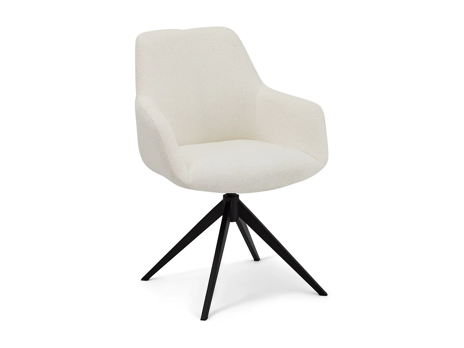 Esszimmerstühle 6er Set Helena - Stoff (Bouclé) & Metall - Cremeweiß