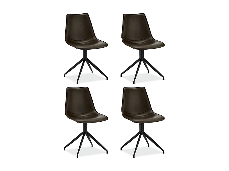 Esszimmerstühle 4er Set Isabel - Kunstleder & Metall - Dunkelbraun