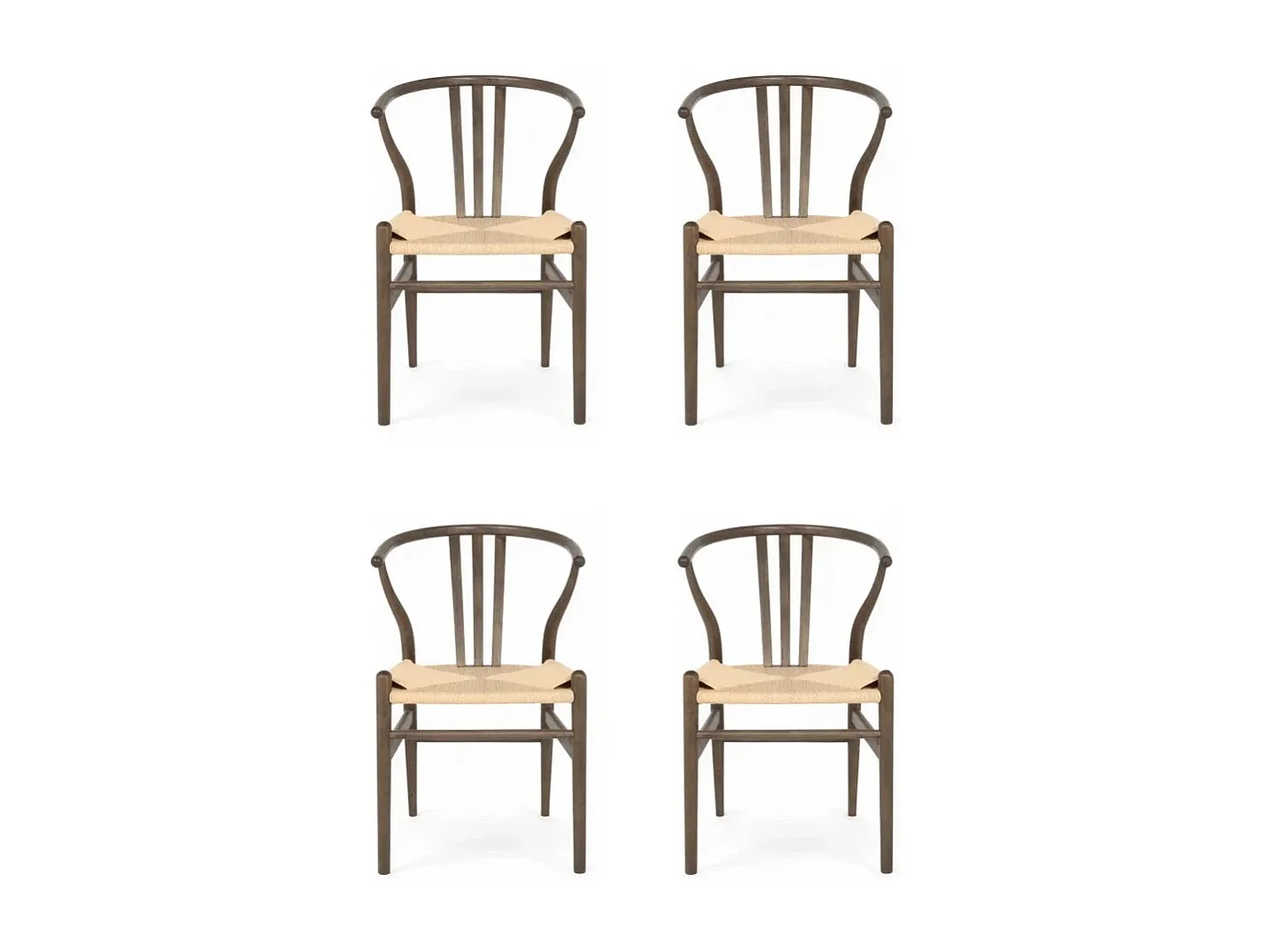 Esszimmerstühle 4er Set Nicoline - Papiergarn & Massives Eichenholz - Räuchereiche