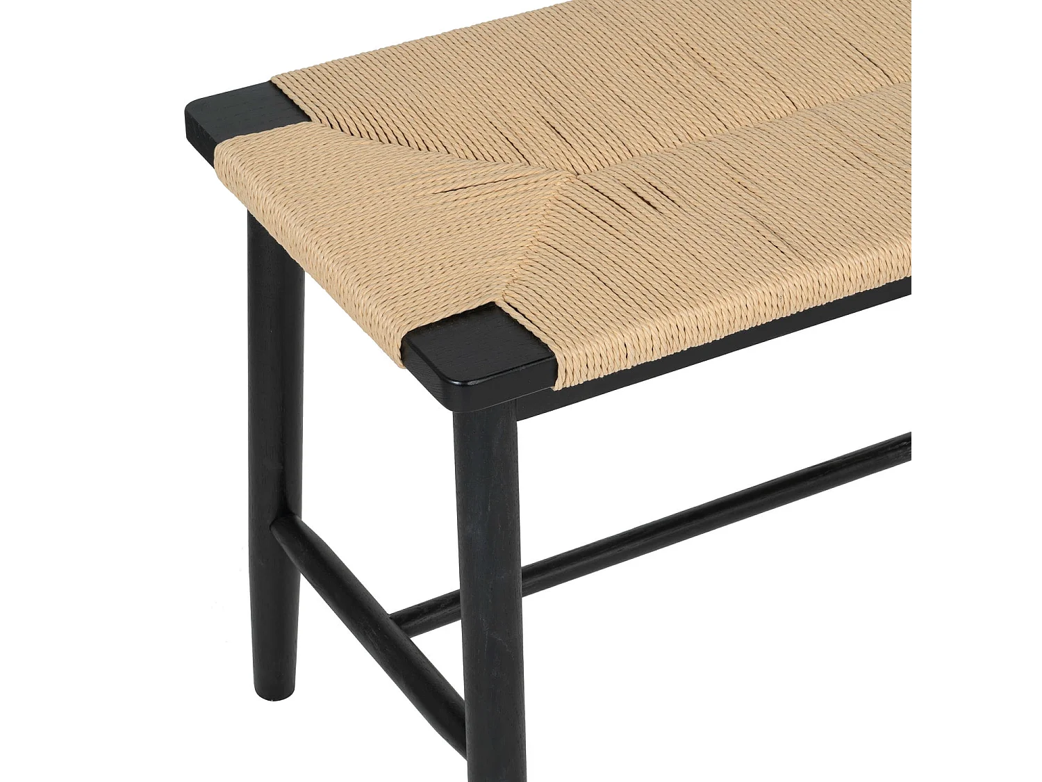 Sitzbank 110 cm Prime - Papiergarn & Massives Eichenholz - Schwarz