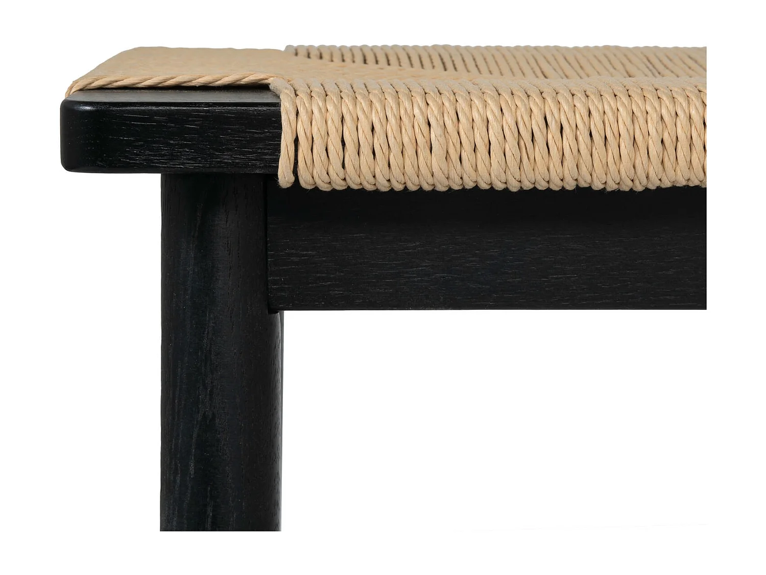 Sitzbank 110 cm Prime - Papiergarn & Massives Eichenholz - Schwarz