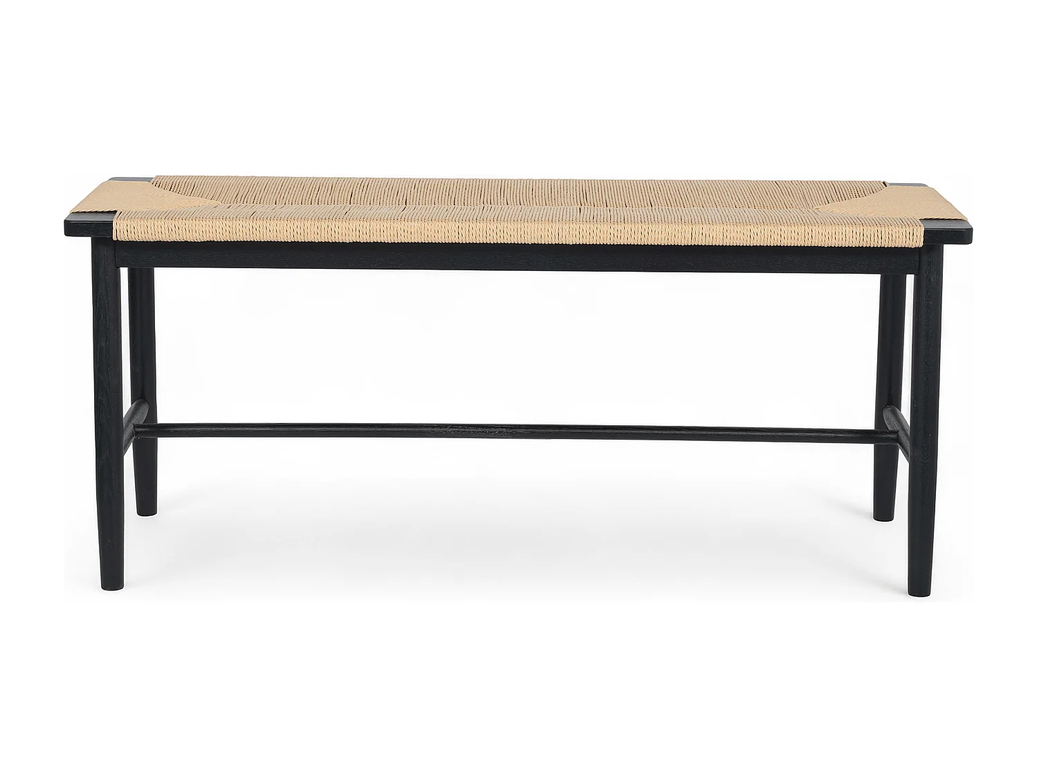 Sitzbank 110 cm Prime - Papiergarn & Massives Eichenholz - Schwarz