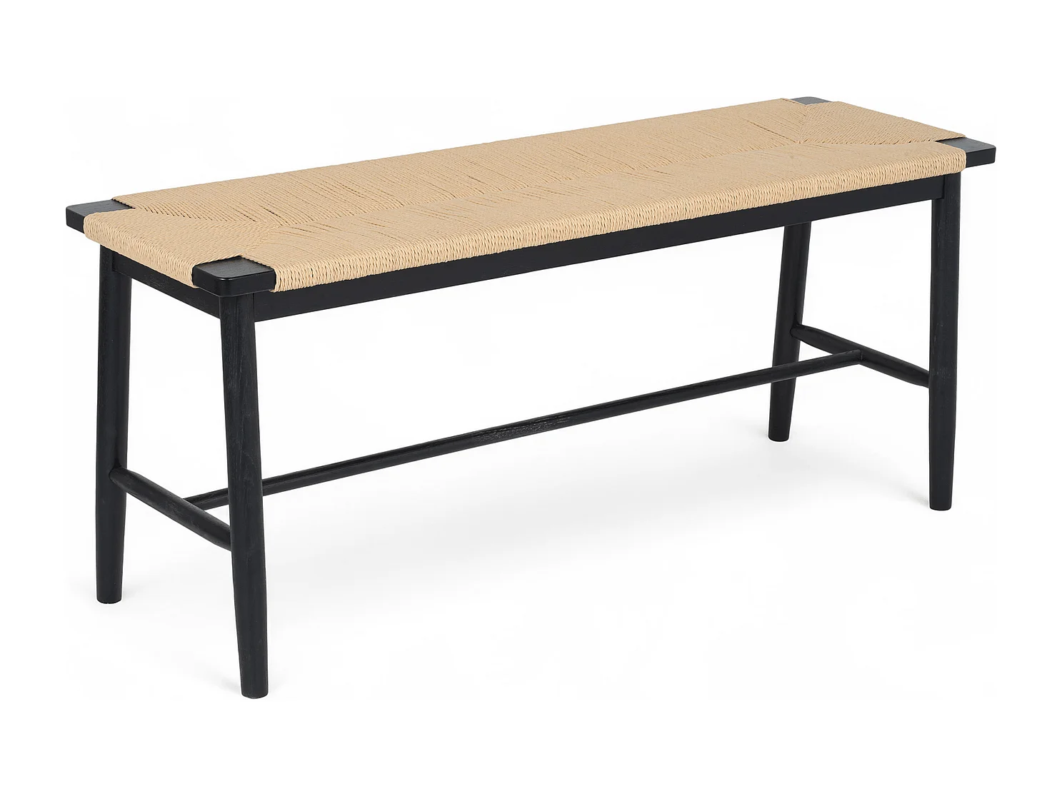 Sitzbank 110 cm Prime - Papiergarn & Massives Eichenholz - Schwarz