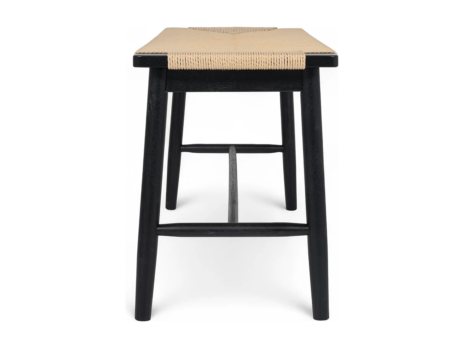 Sitzbank 110 cm Prime - Papiergarn & Massives Eichenholz - Schwarz