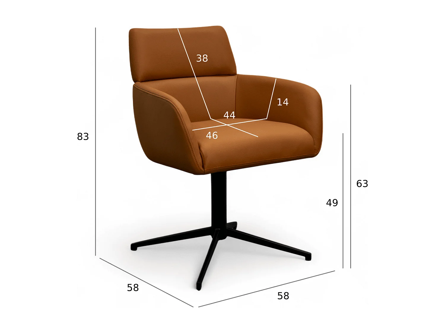 Esszimmerstuhl  Marco - Leder & Metall - Cognacbraun