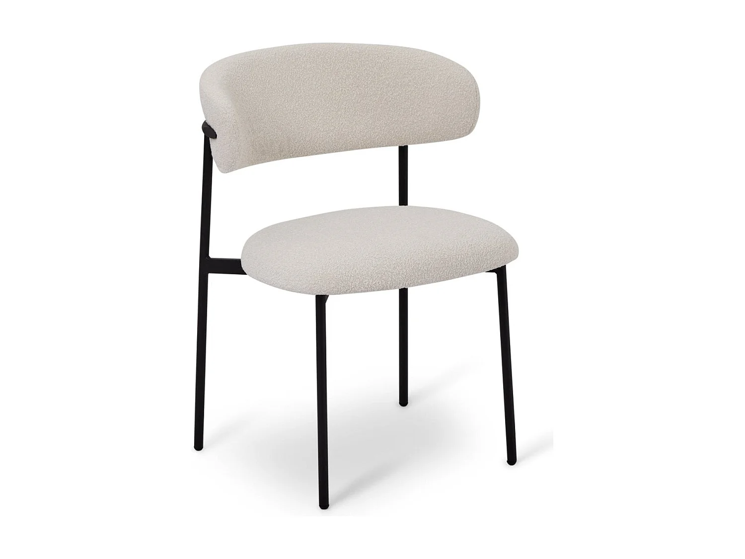 Esszimmerstühle 4er Set Diana - Stoff (Bouclé) & Metall - Cremeweiß