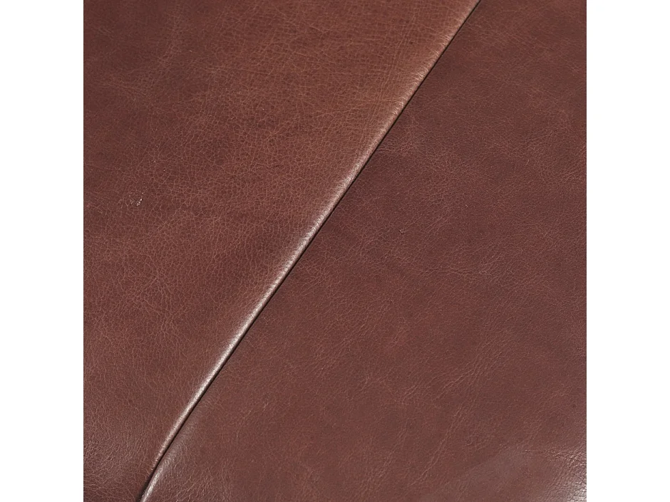 Sitzbank 92 cm Athea - Leder & MDF, Massivholz, Schaumstoff - Braun