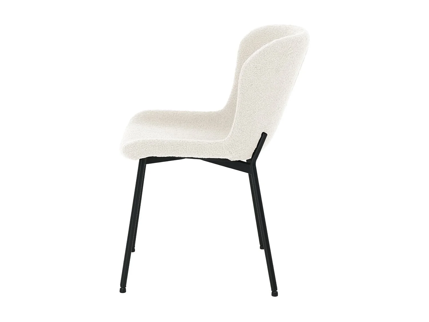 Esszimmerstühle 6er Set Teddy - Stoff (Bouclé) & Metall - Cremeweiß