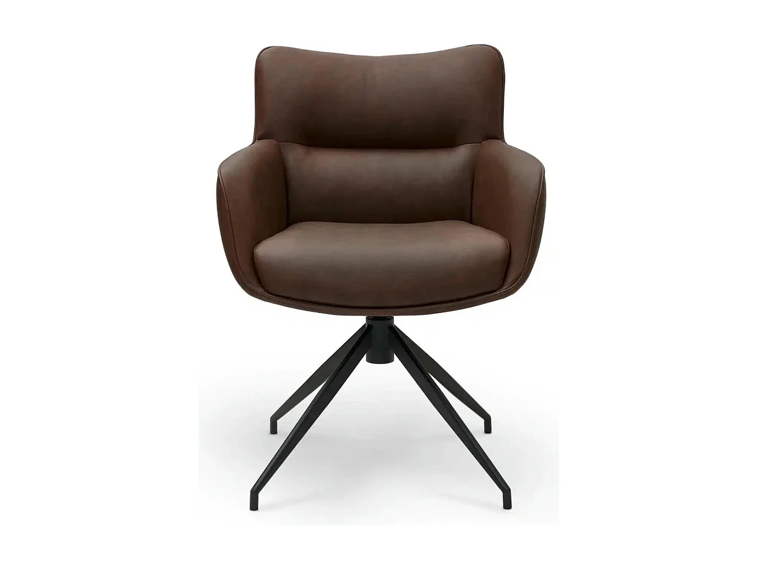 Esszimmerstühle 6er Set Jessica - Kunstleder & Metall - Cognacbraun