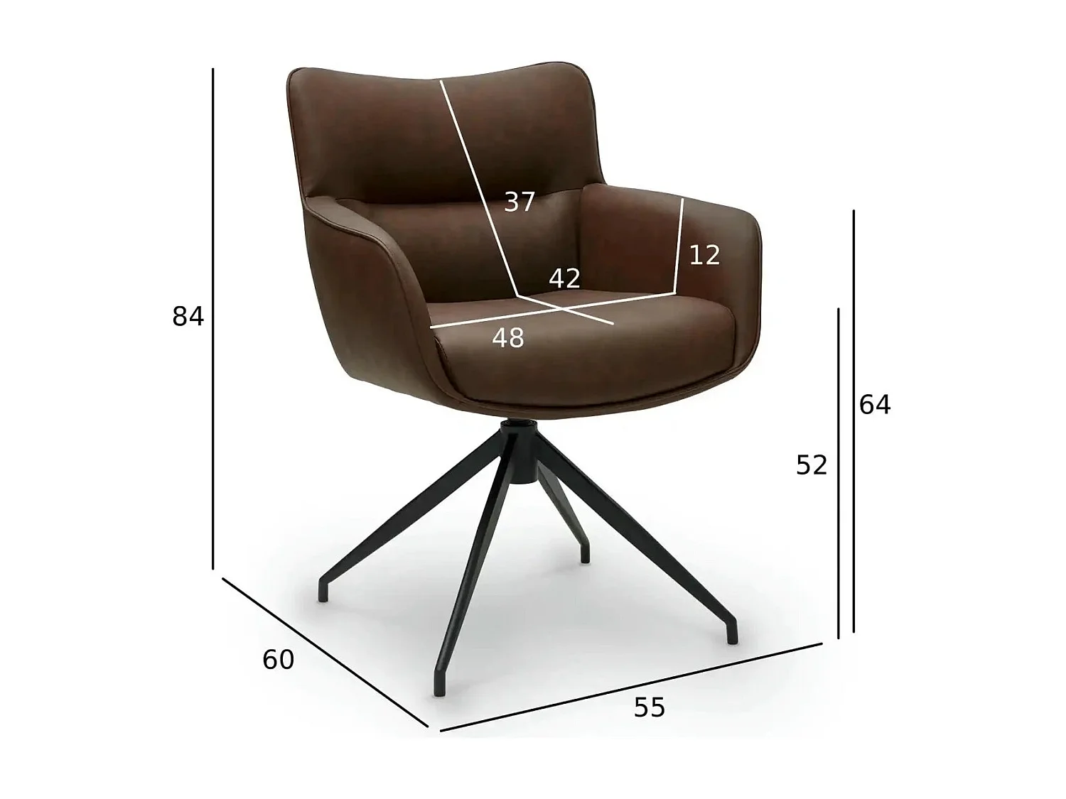 Esszimmerstühle 6er Set Jessica - Kunstleder & Metall - Cognacbraun