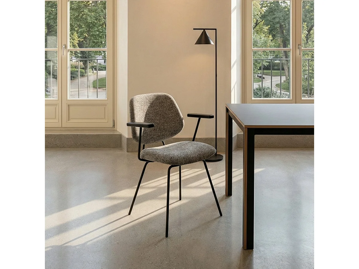 Esszimmerstühle 6er Set Sofia - Stoff (Bouclé) & Metall - Grau