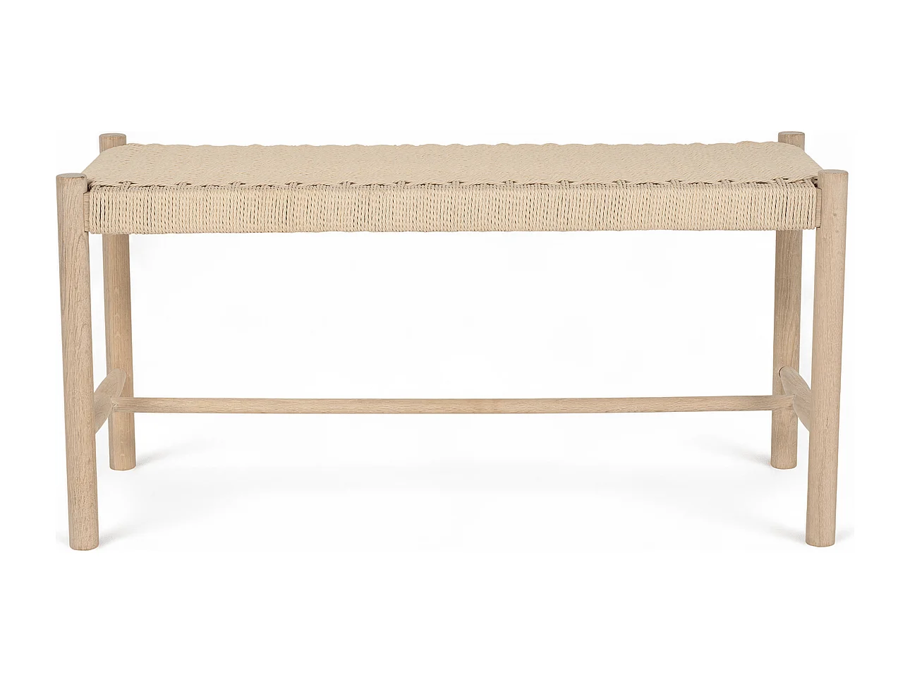Sitzbank 90 cm Shine - Papiergarn & Massives Eichenholz - Eiche bianco