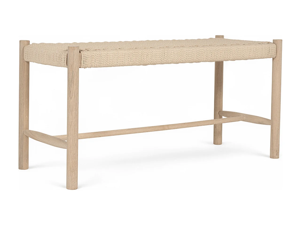 Sitzbank 90 cm Shine - Papiergarn & Massives Eichenholz - Eiche bianco